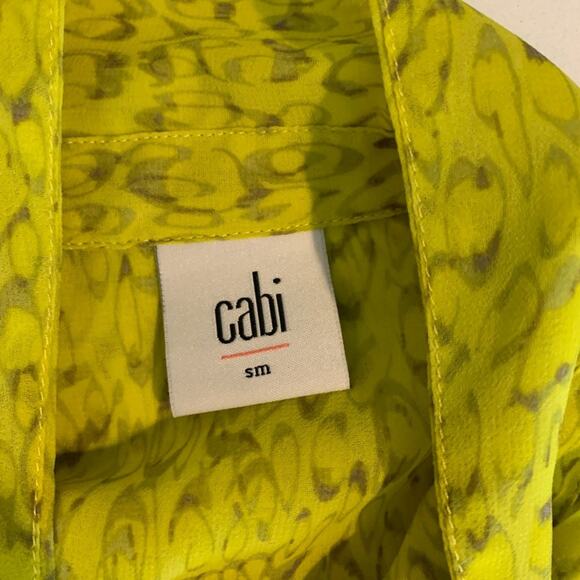 Cabi Blouse Womens S Small Neon Yellow Ruffles Reign Sleeveless Hidden Button - Picture 8 of 12